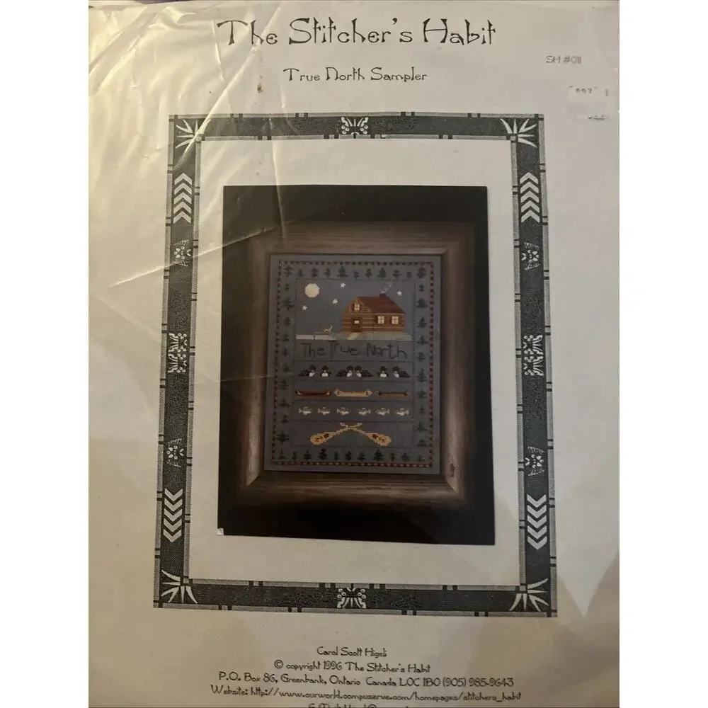 Vintage 1996 Stitcher’s Habit True North Sampler Cross Stitch Kit WIP